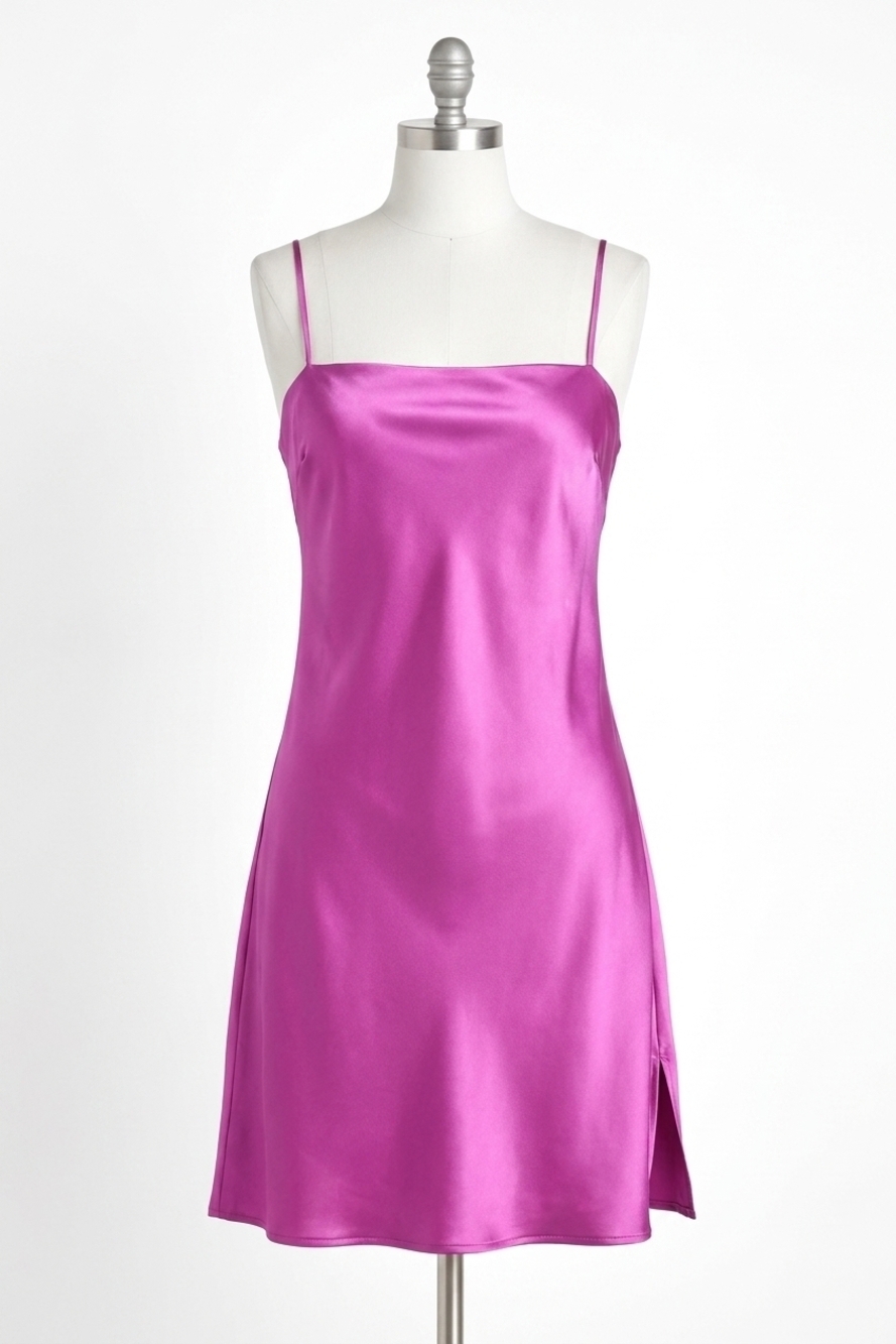 NEW LULUS chic allure satin lace-up mini slip dress in purple